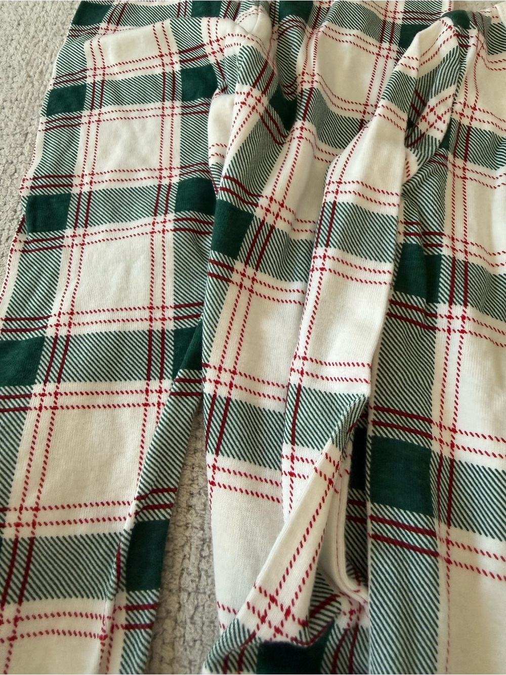 Wondershop Green and Cream Plaid Kids Thermal Pajama Set - Picture 4 of 5
